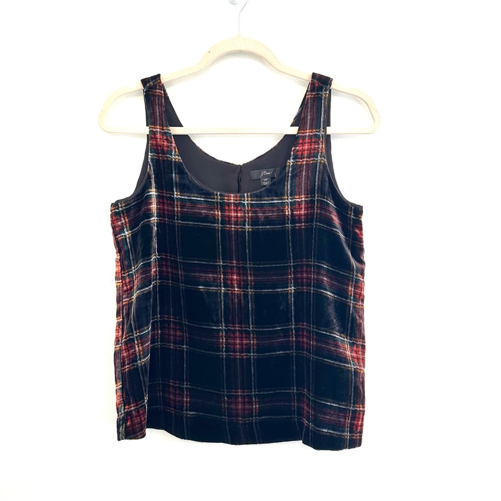 J.Crew Stewart velvet tartan plaid sleeveless top NWT